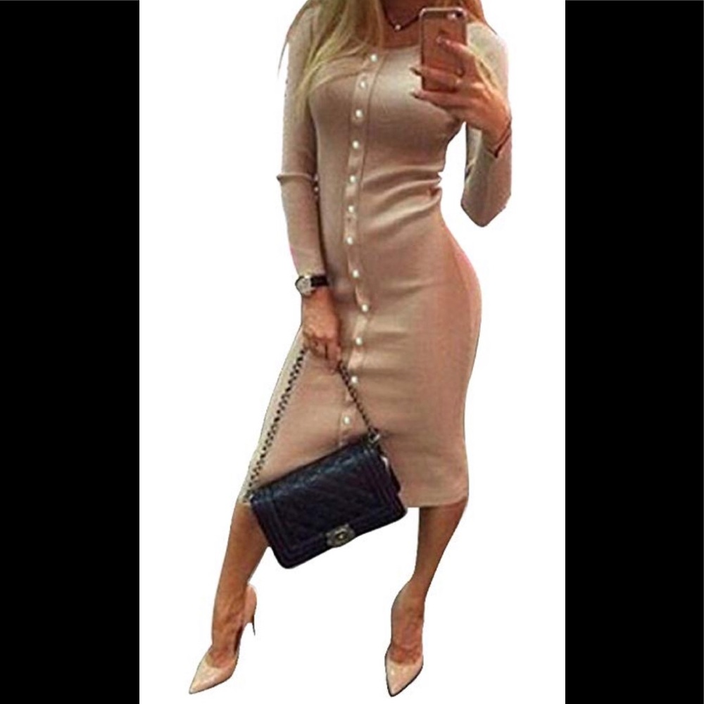 Beige midi dress